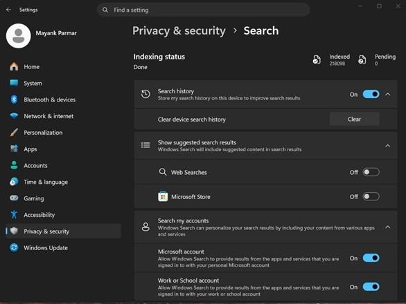 微软推Win11搜索优化更新：禁用网页搜索，专注本地毫秒级检索