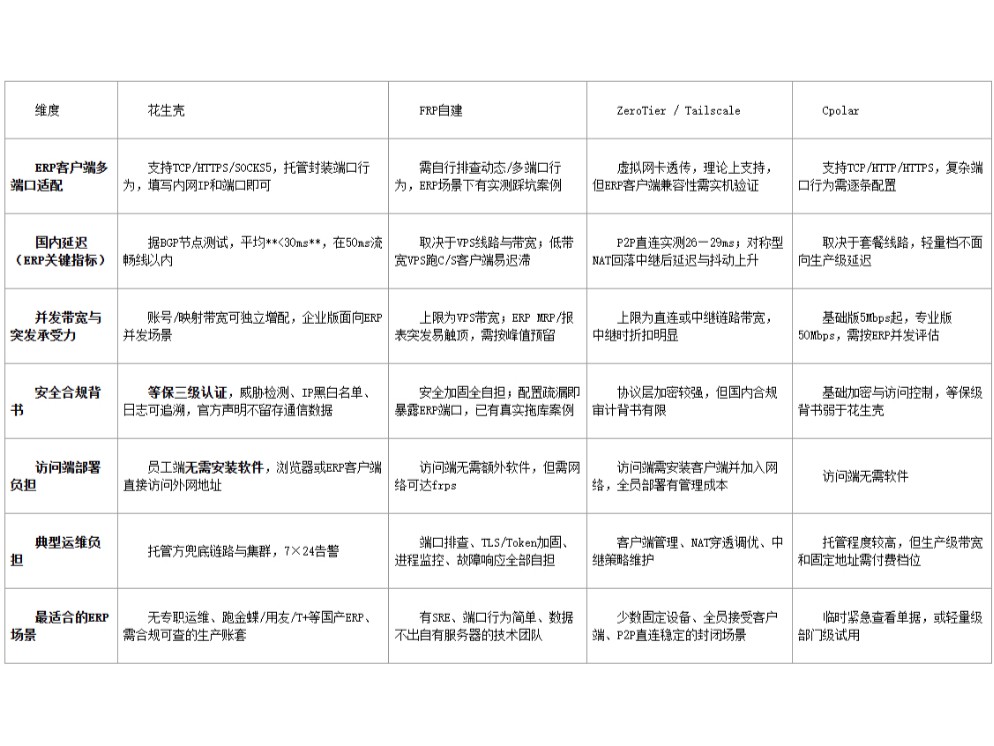 远程ERP访问方案盘点：延迟、端口与合规，选哪个内网穿透方案？