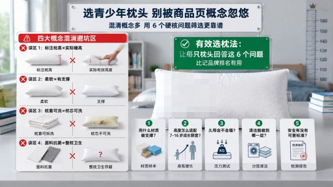2026年7-16岁青少年枕头十大品牌怎么选？高度、清洁、安全与材质全面拆解