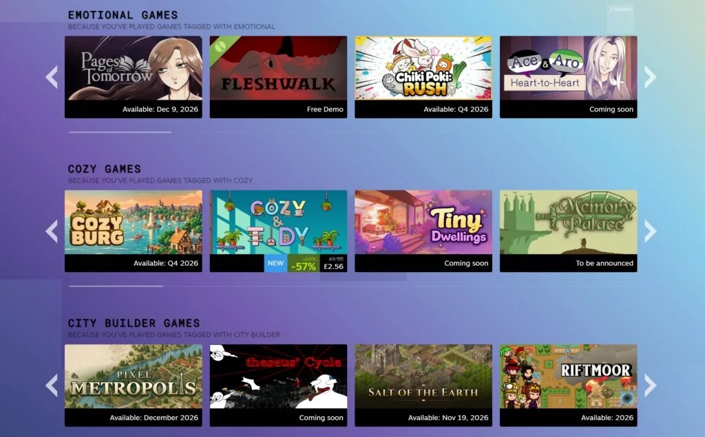 V社详解 Steam 新品节游戏推荐机制：活动刚开始时随机展示，算法会在两天后启用