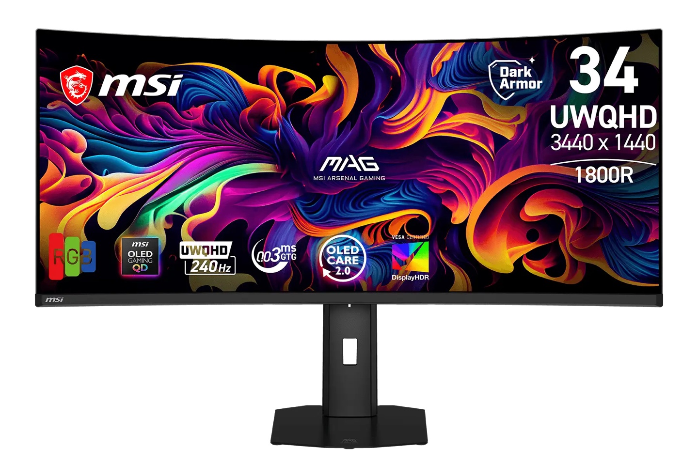 微星推出 MAG 341CQP QD-OLED X24 显示器：延续 RGB 条纹子像素，刷新率降级