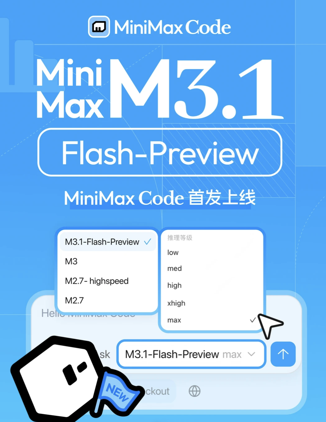 MiniMax 最新文本模型 M3.1-Flash-Preview 上线 MiniMax Code 平台，额度重置卡同步发出